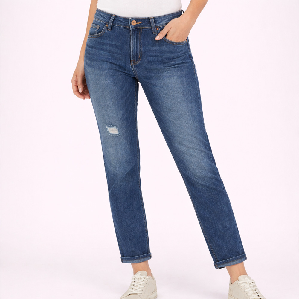 Anthropologie Pilcro Slim Boyfriend Jeans Size 29 Distressed Mid Rise Denim